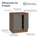 Balcão de Cozinha 70 cm 2 Portas Rustic/Cinza Vik Madesa