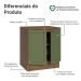 Balcão de Cozinha 70 cm 2 Portas Rustic/Verde Vik Madesa