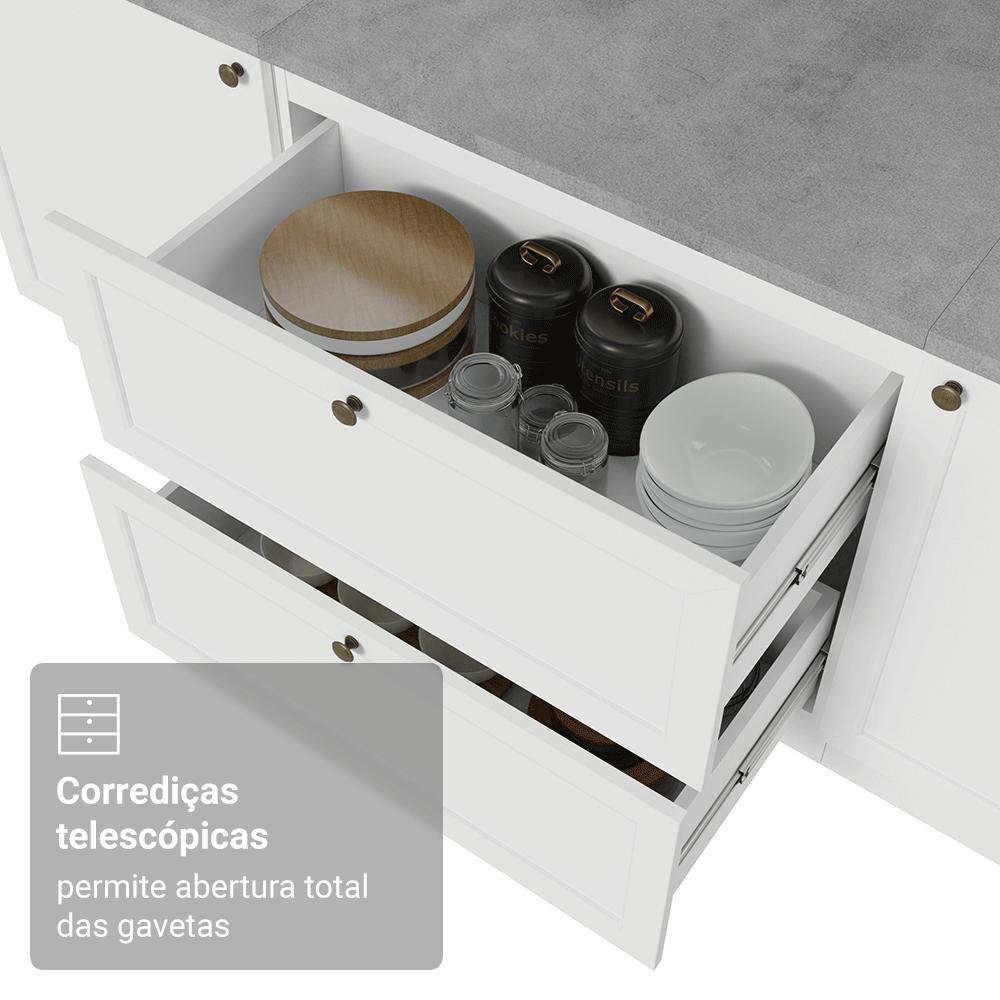Balcão de Cozinha 80 cm 2 Gavetas Branco Vik Madesa