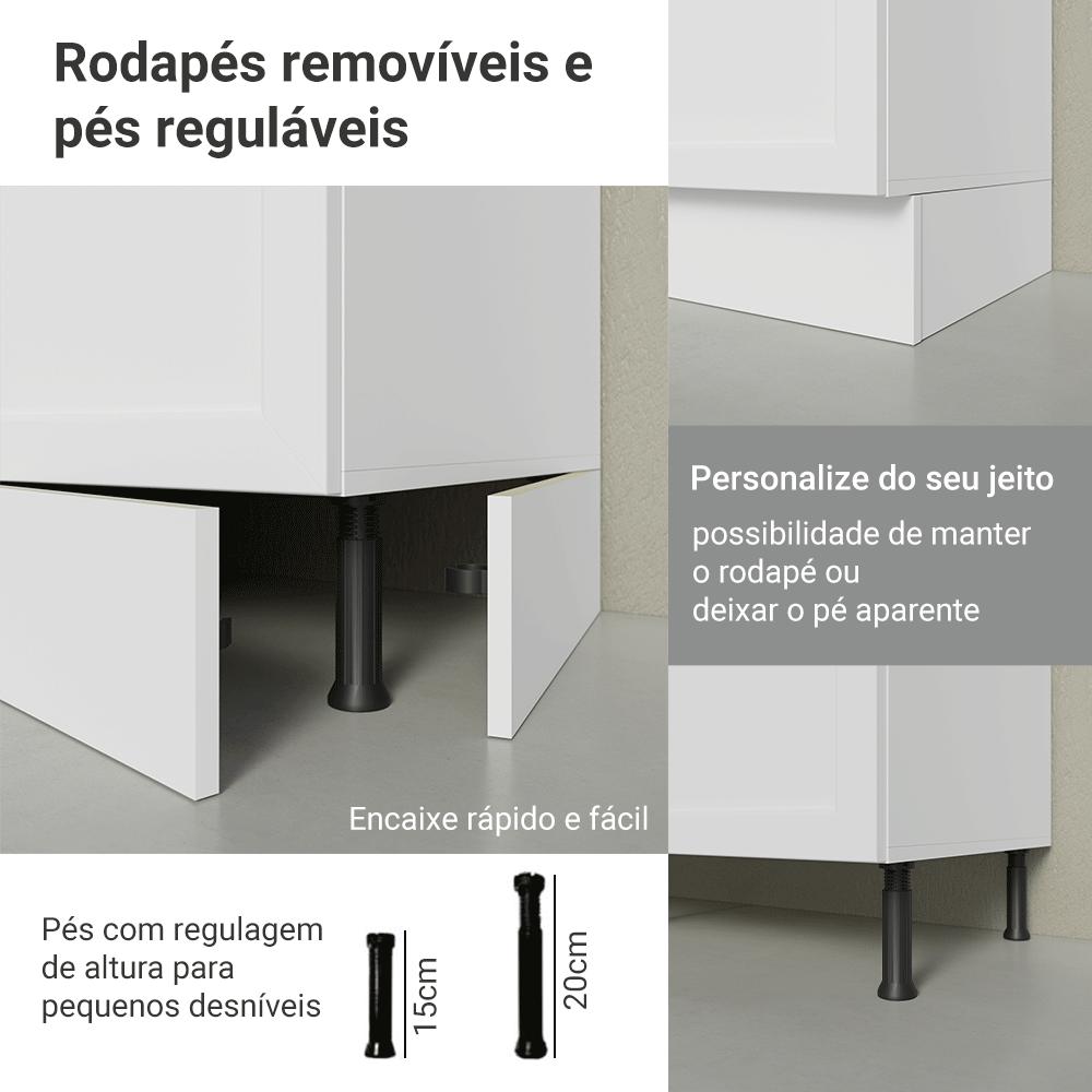 Balcão de Cozinha 80 cm 2 Gavetas Branco Vik Madesa
