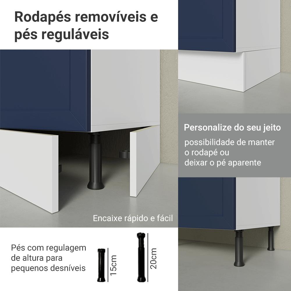 Balcão de Cozinha 80 cm 2 Gavetas Branco/Azul Vik Madesa