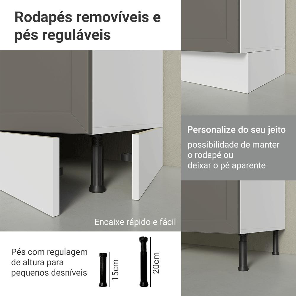 Balcão de Cozinha 80 cm 2 Gavetas Branco/Cinza Vik Madesa