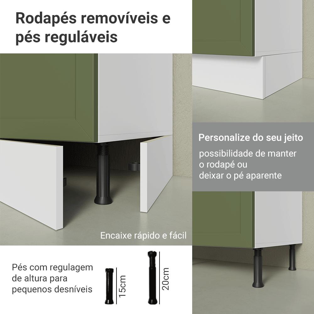 Balcão de Cozinha 80 cm 2 Gavetas Branco/Verde Vik Madesa