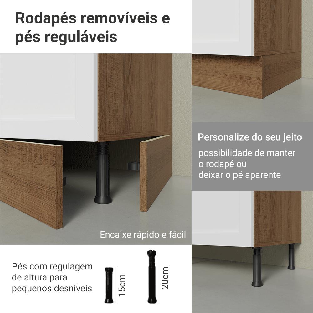 Balcão de Cozinha 80 cm 2 Gavetas Rustic/Branco Vik Madesa