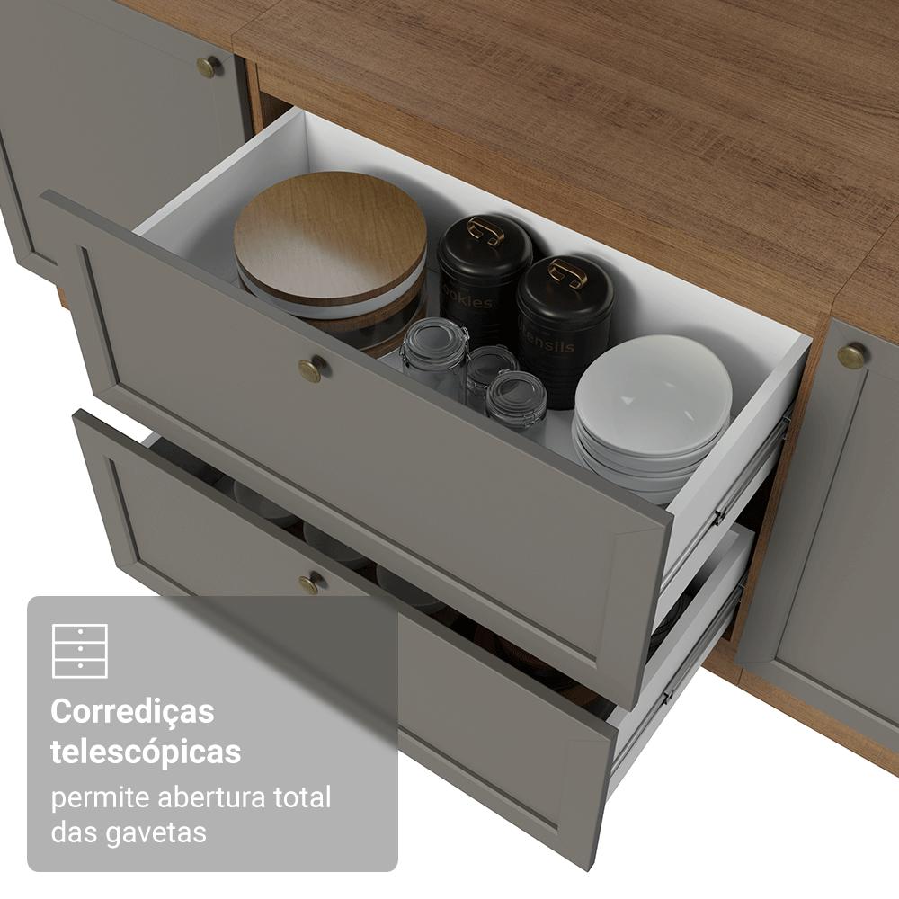 Balcão de Cozinha 80 cm 2 Gavetas Rustic/Cinza Vik Madesa