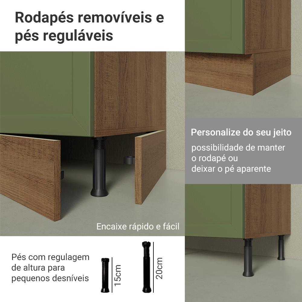 Balcão de Cozinha 80 cm 2 Gavetas Rustic/Verde Vik Madesa
