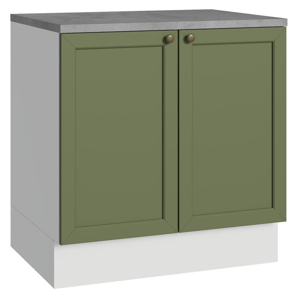 Balcão de Cozinha 80 cm 2 Portas Branco/Verde Vik Madesa