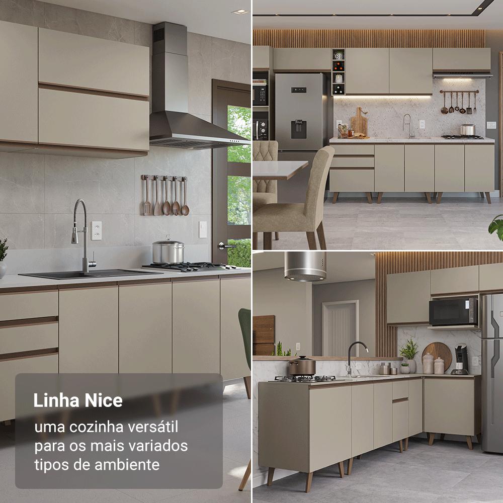 Balcão de Cozinha 80 cm 2 Portas Com Pés Crema Nice Madesa