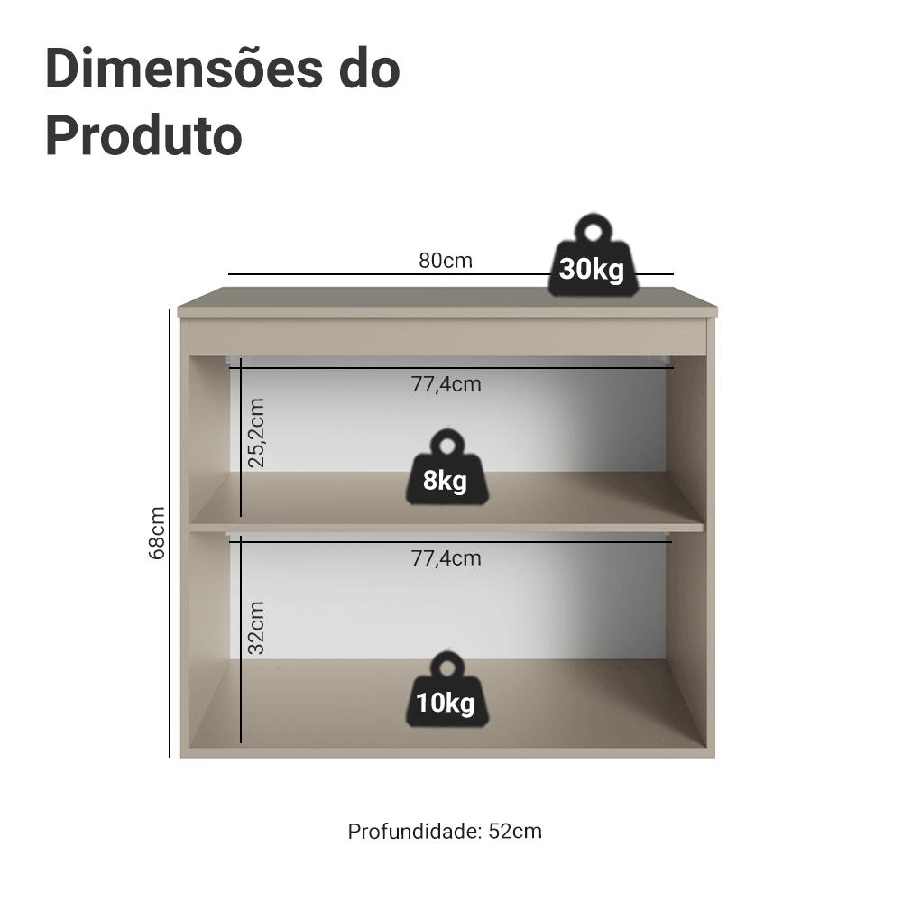 Balcão de Cozinha 80 cm 2 Portas Crema Nice Madesa