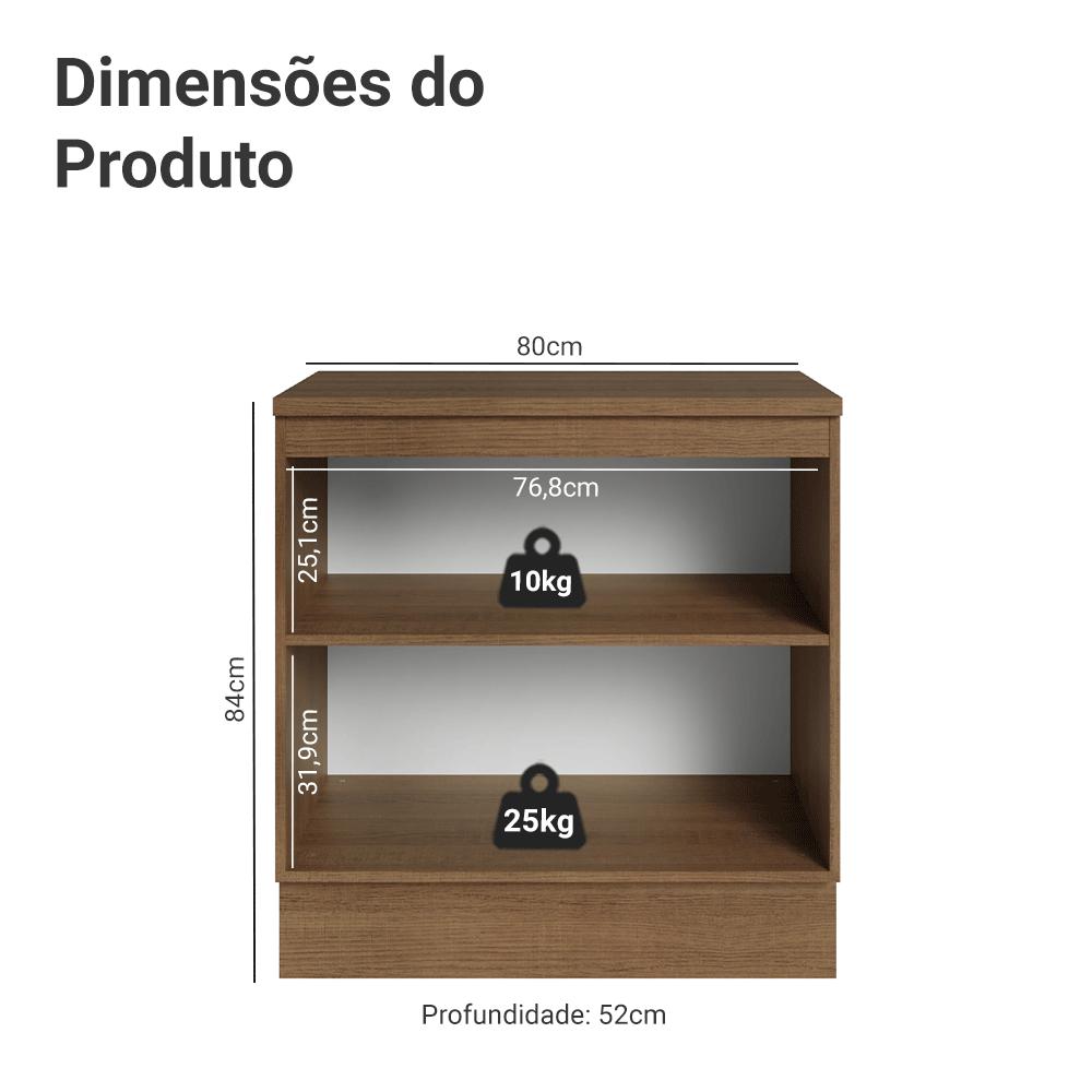 Balcão de Cozinha 80 cm 2 Portas Rustic/Azul Vik Madesa