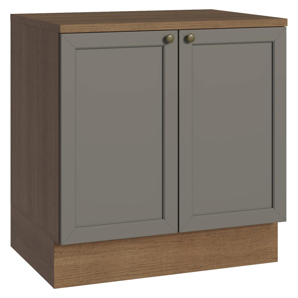 Balcão de Cozinha 80 cm 2 Portas Rustic/Cinza Vik Madesa