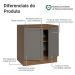 Balcão de Cozinha 80 cm 2 Portas Rustic/Cinza Vik Madesa