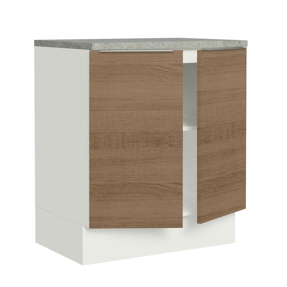 Balcão de Cozinha Madesa Stella 70 cm 2 Portas - Branco/Rustic