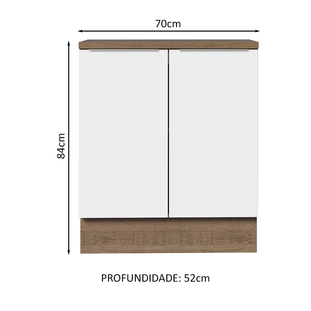 Balcão de Cozinha Madesa Stella 70 cm 2 Portas - Rustic/Branco