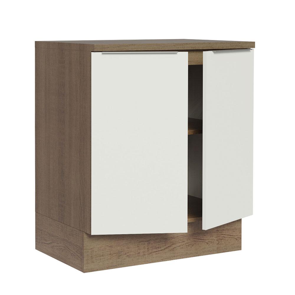 Balcão de Cozinha Madesa Stella 70 cm 2 Portas - Rustic/Branco