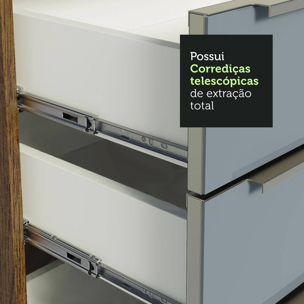 Balcão de Pia 120 cm 2 Portas 3 Gavetas - Rustic/Cinza Lux Madesa