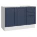 Balcão de Pia 120 cm 2 Portas 3 Gavetas (Sem Tampo) Branco/Azul Vik Madesa