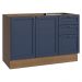 Balcão de Pia 120 cm 2 Portas 3 Gavetas (Sem Tampo) Rustic/Azul Vik Madesa