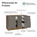 Balcão de Pia 120 cm 2 Portas 3 Gavetas (Sem Tampo) Rustic/Cinza Vik Madesa