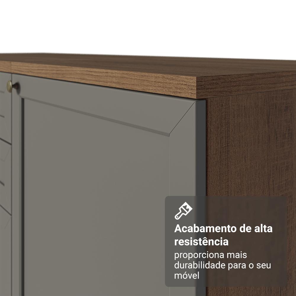 Balcão de Pia 120 cm 2 Portas 3 Gavetas (Sem Tampo) Rustic/Cinza Vik Madesa