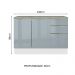 Balcão de Pia 120 cm 2 Portas 3 Gavetas Branco/Cinza Lux Madesa