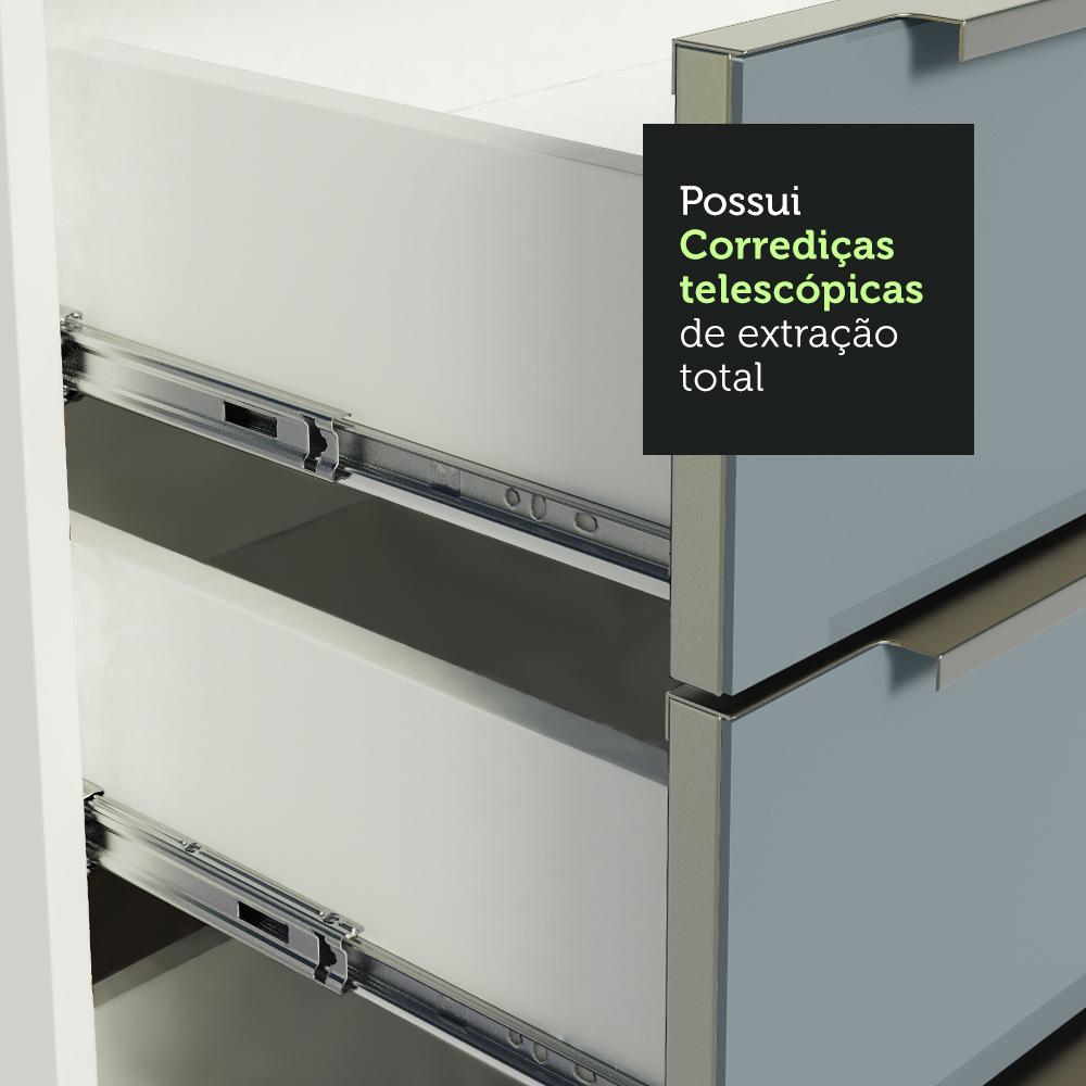 Balcão de Pia 120 cm 2 Portas 3 Gavetas Branco/Cinza Lux Madesa
