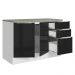 Balcão de Pia 120 cm 2 Portas 3 Gavetas Branco/Preto Lux Madesa