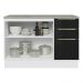 Balcão de Pia 120 cm 2 Portas 3 Gavetas Branco/Preto Lux Madesa