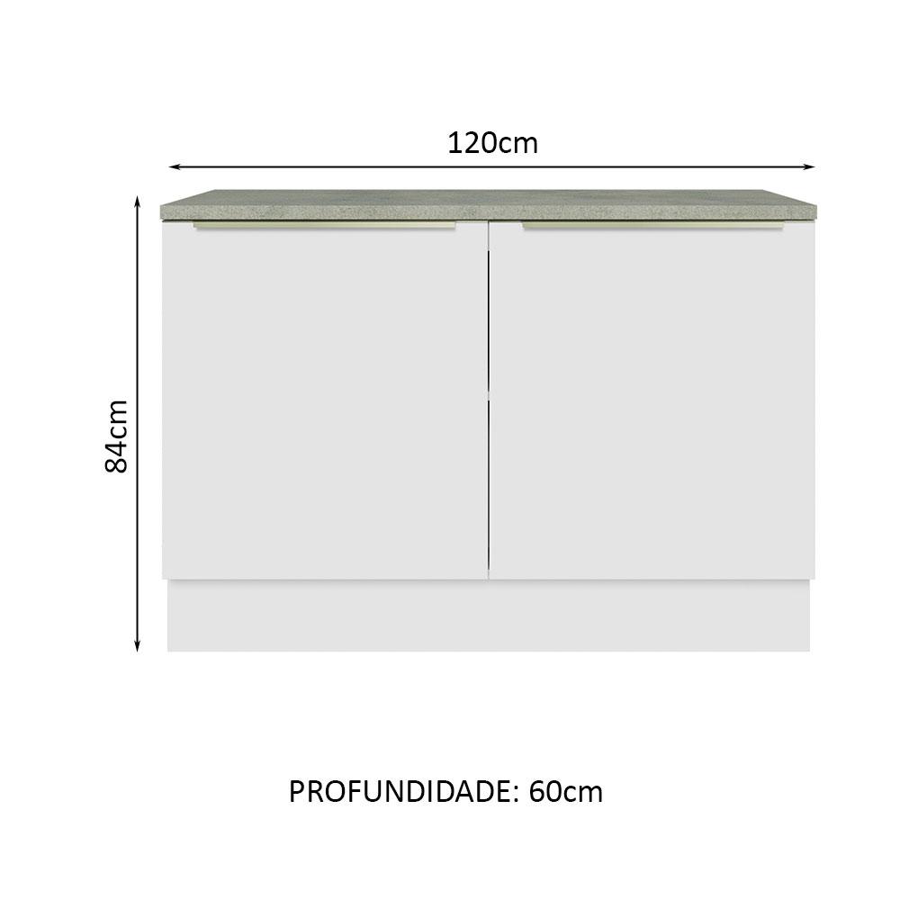 Balcão de Pia 120 cm 2 Portas Branco/Branco Veludo Lux Madesa