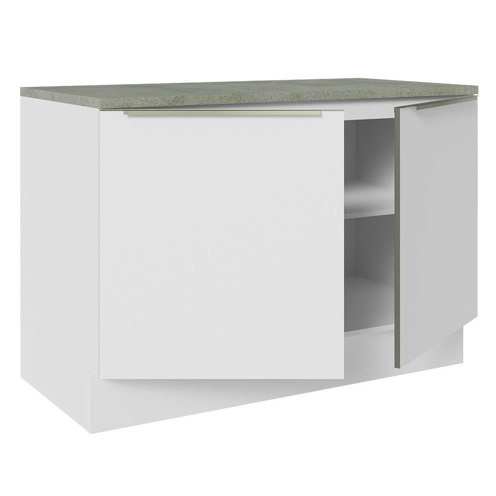 Balcão de Pia 120 cm 2 Portas Branco/Branco Veludo Lux Madesa
