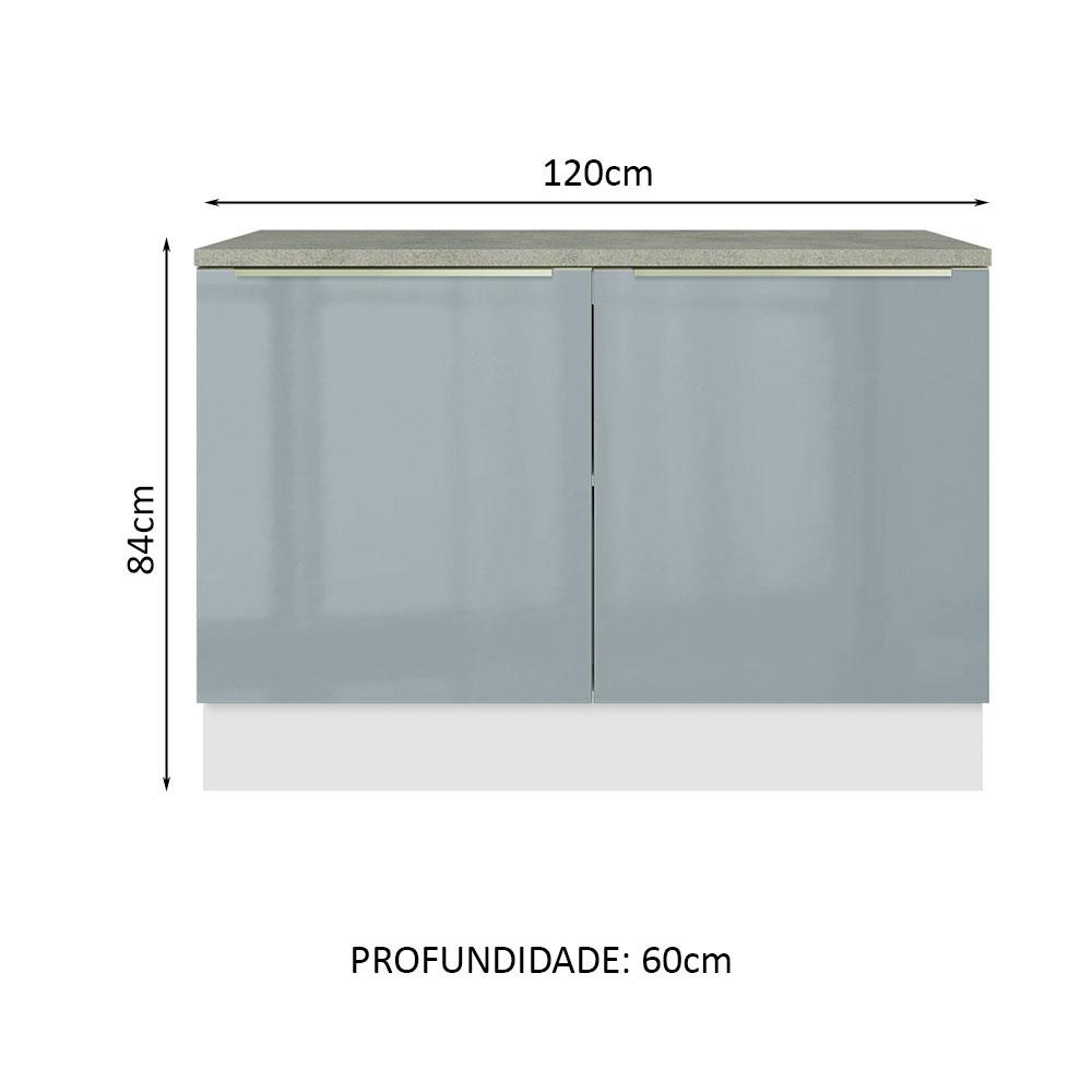 Balcão de Pia 120 cm 2 Portas Branco/Cinza Lux Madesa