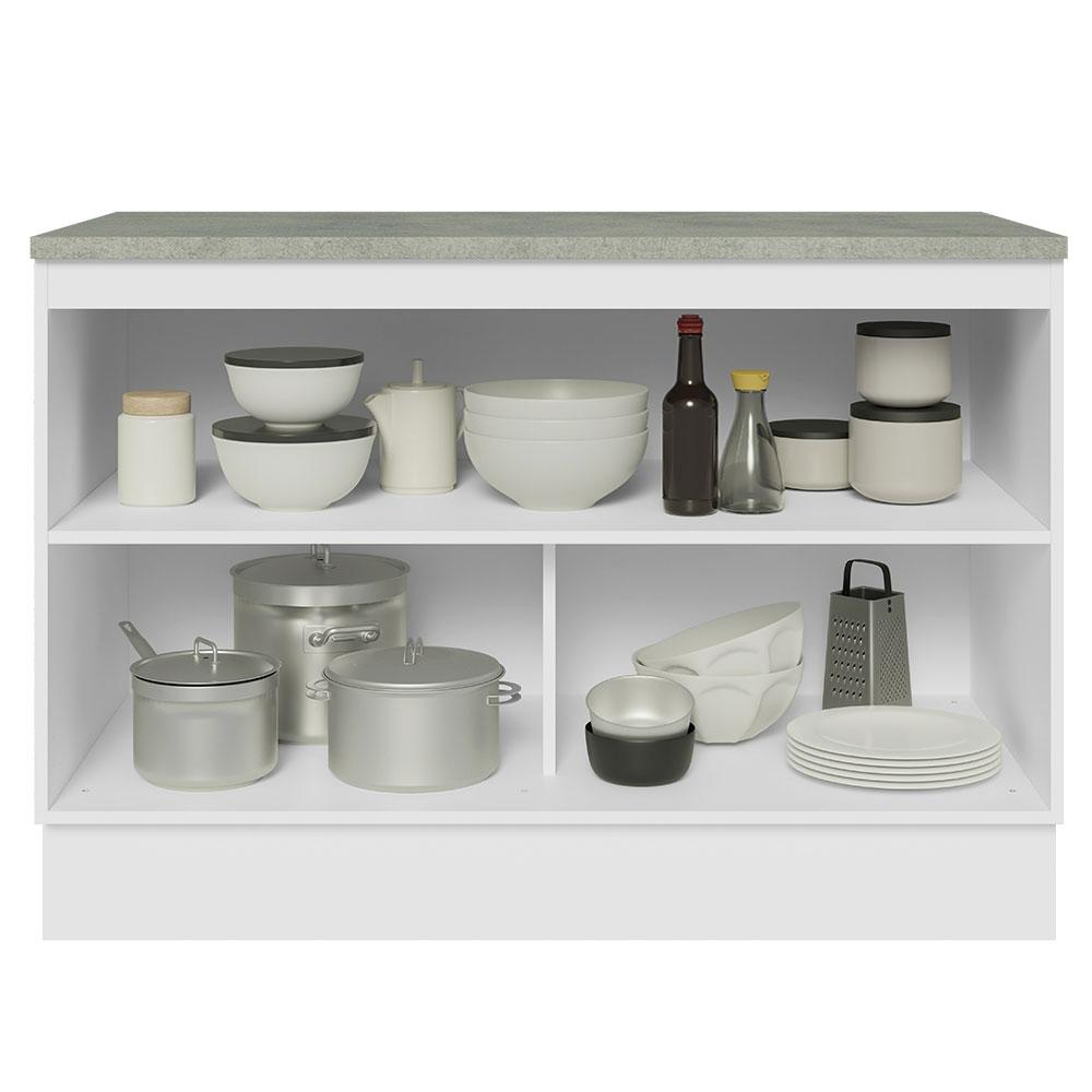 Balcão de Pia 120 cm 2 Portas Branco/Cinza Lux Madesa