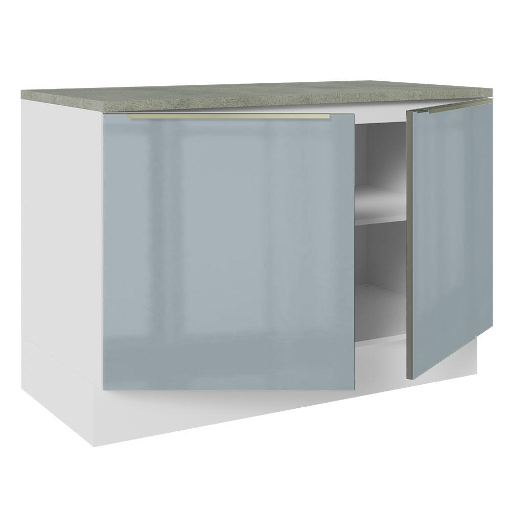 Balcão de Pia 120 cm 2 Portas Branco/Cinza Lux Madesa