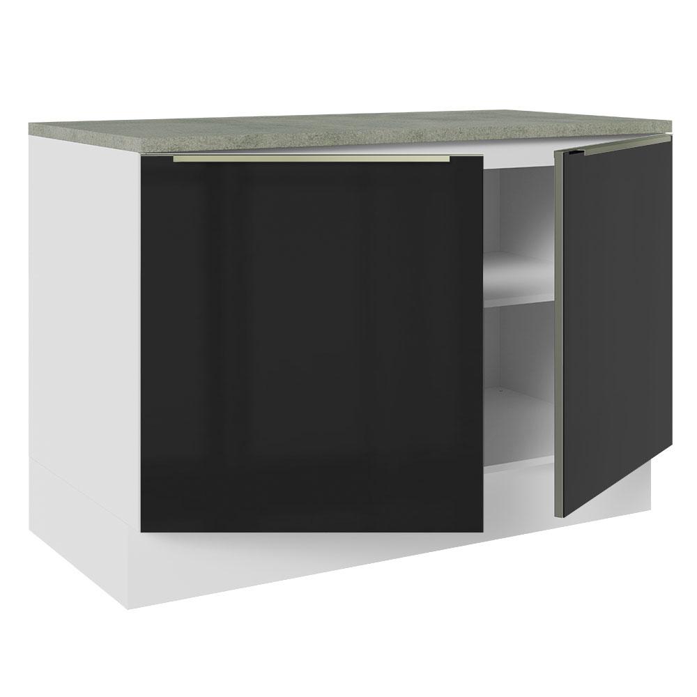 Balcão de Pia 120 cm 2 Portas Branco/Preto Lux Madesa