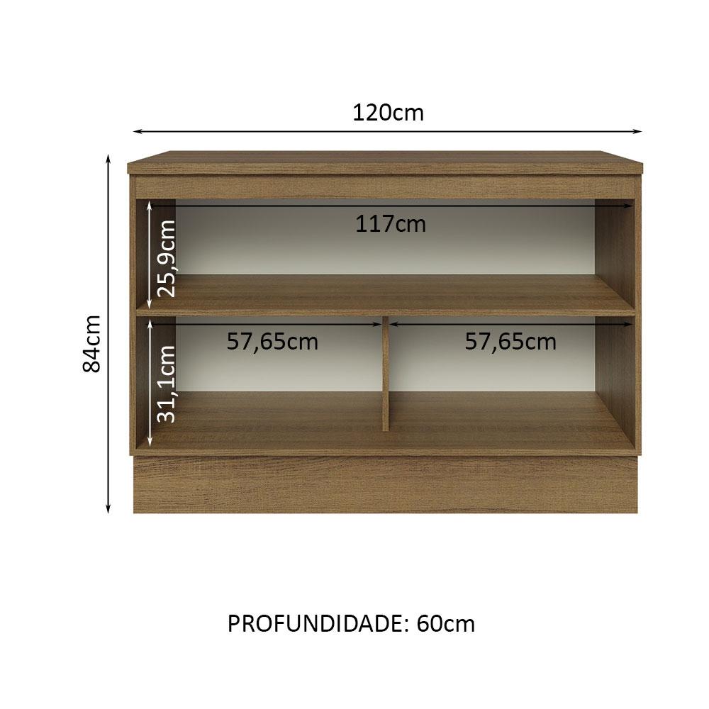 Balcão de Pia 120 cm 2 Portas Rustic/Branco Veludo Lux Madesa