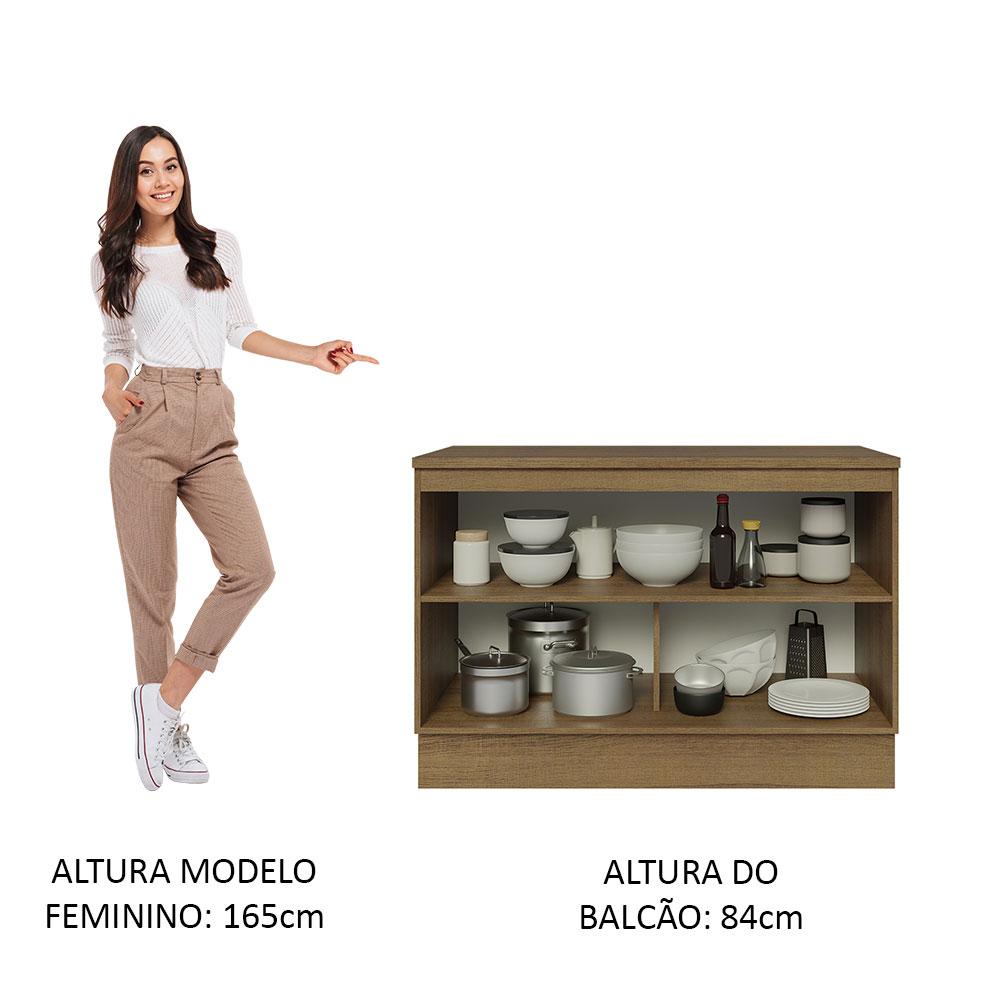 Balcão de Pia 120 cm 2 Portas Rustic/Branco Veludo Lux Madesa