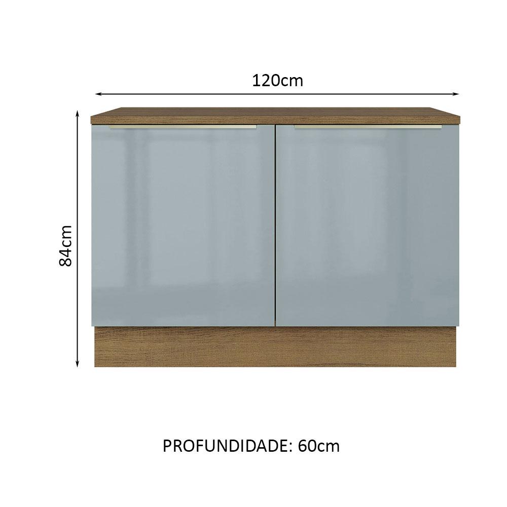 Balcão de Pia 120 cm 2 Portas Rustic/Cinza Lux Madesa