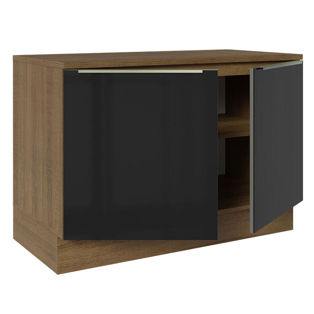 Balcão de Pia 120 cm 2 Portas Rustic/Preto Lux Madesa