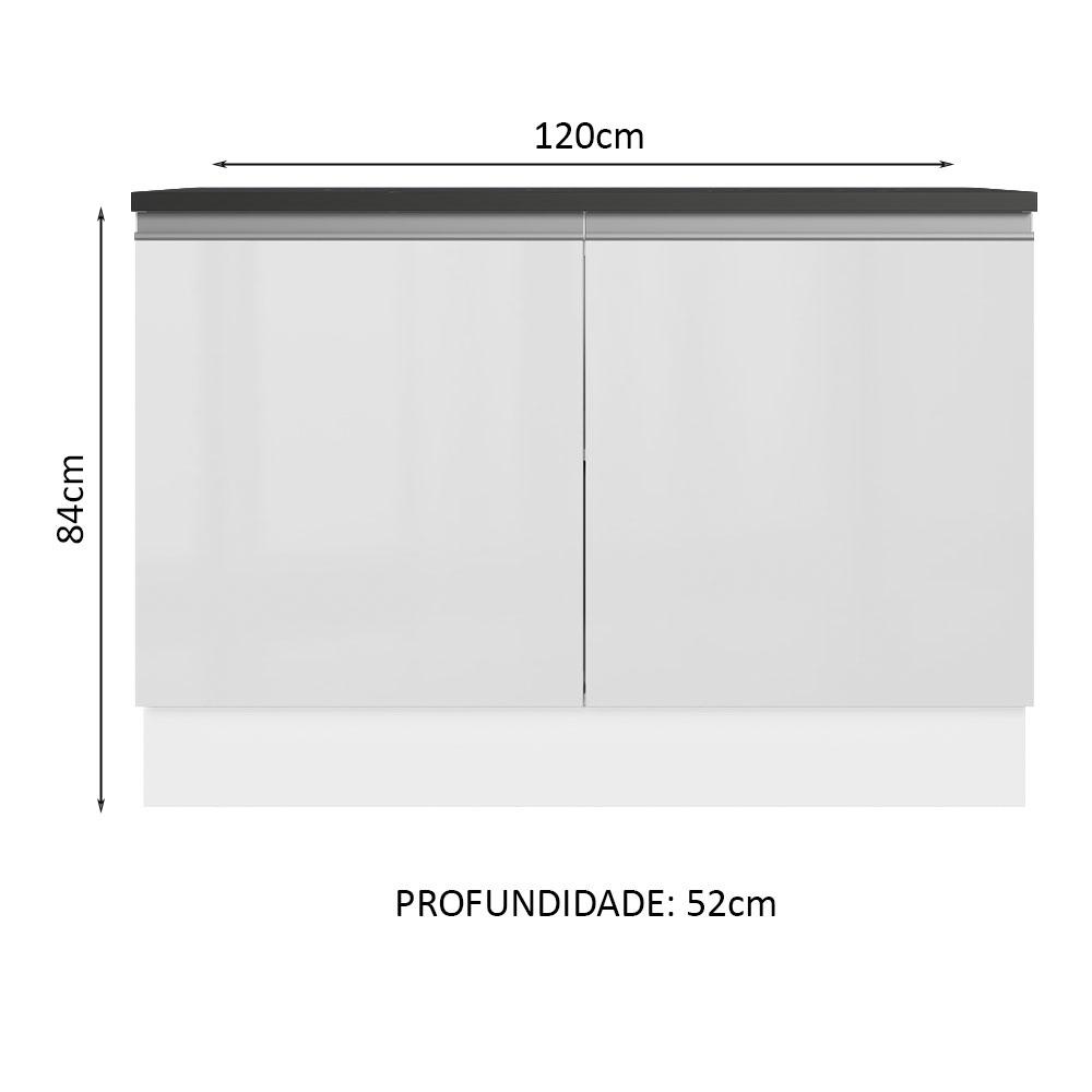 Balcão de Pia Armário de Cozinha 100% MDF 120 cm 2 Portas Branco Acordes Madesa