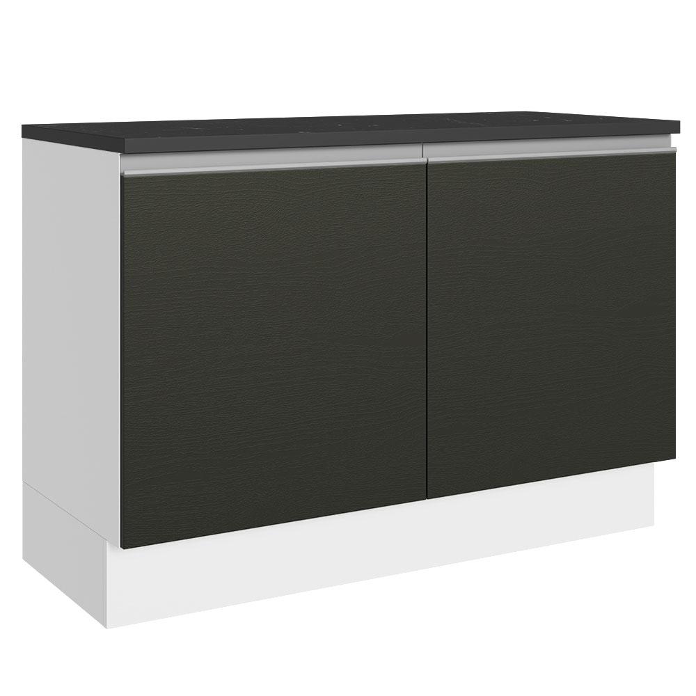 Balcão de Pia Armário de Cozinha 100% MDF 120 cm 2 Portas Branco/Preto Acordes Madesa