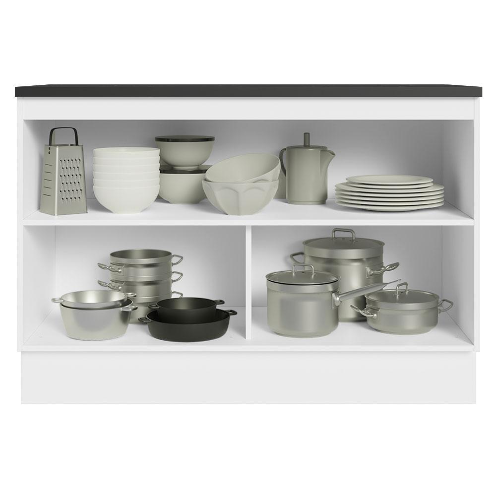 Balcão de Pia Armário de Cozinha 100% MDF 120 cm 2 Portas Branco/Preto Acordes Madesa