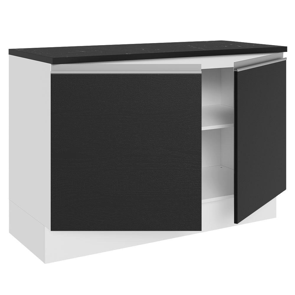 Balcão de Pia Armário de Cozinha 100% MDF 120 cm 2 Portas Branco/Preto Acordes Madesa