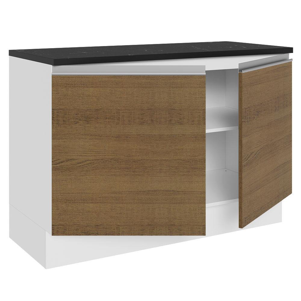Balcão de Pia Armário de Cozinha 100% MDF 120 cm 2 Portas Branco/Rustic Acordes Madesa