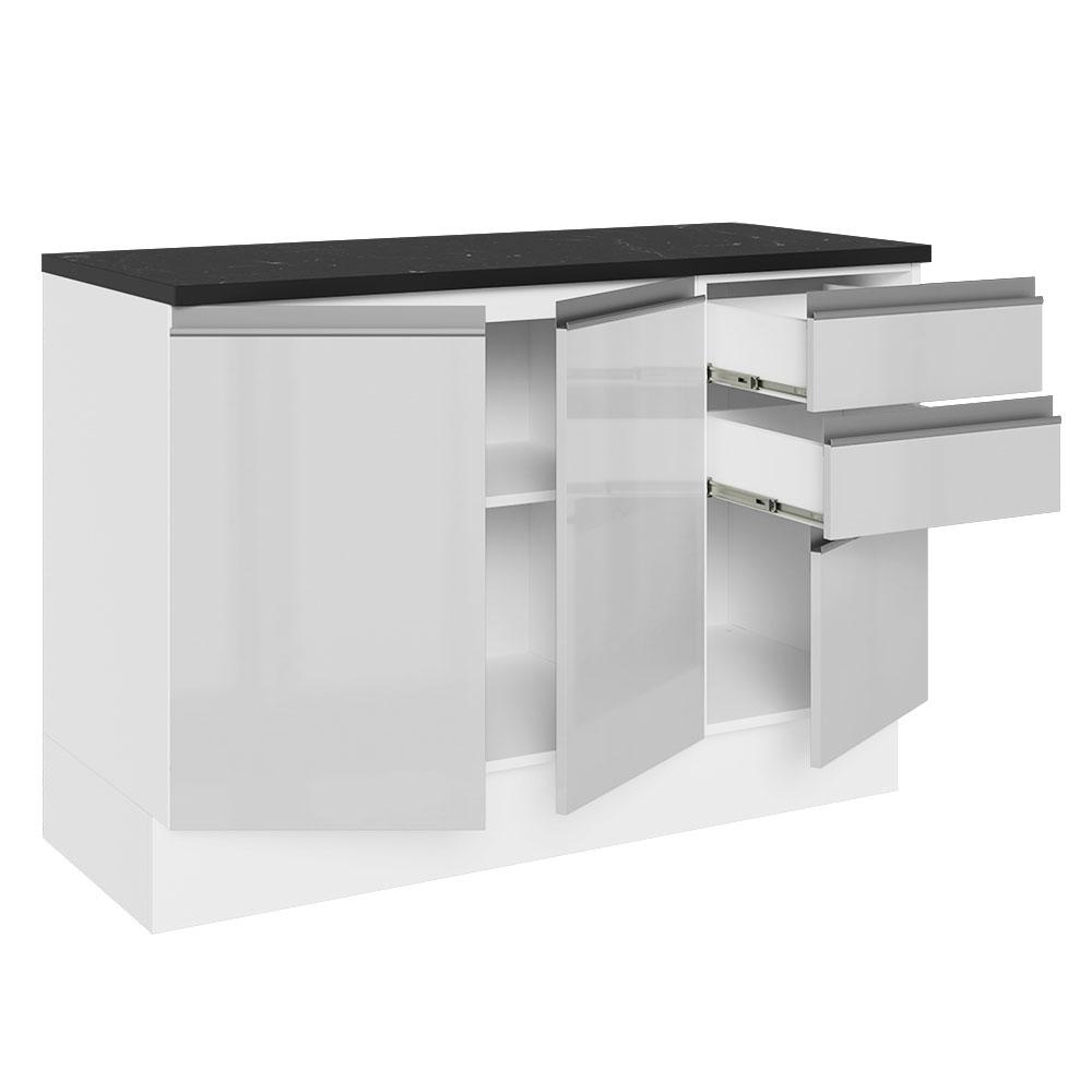 Balcão de Pia Armário de Cozinha 100% MDF 120 cm 3 Portas e 2 Gavetas Branco Acordes Madesa