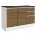 Balcão de Pia Armário de Cozinha 100% MDF 120 cm 3 Portas e 2 Gavetas Branco/Rustic Acordes Madesa