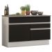 Balcão de Pia Armário de Cozinha 120 cm 1 Porta e 2 Gavetas (Com Tampo) Branco/Preto Glamy Madesa