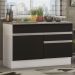 Balcão de Pia Armário de Cozinha 120 cm 1 Porta e 2 Gavetas (Com Tampo) Branco/Preto Glamy Madesa
