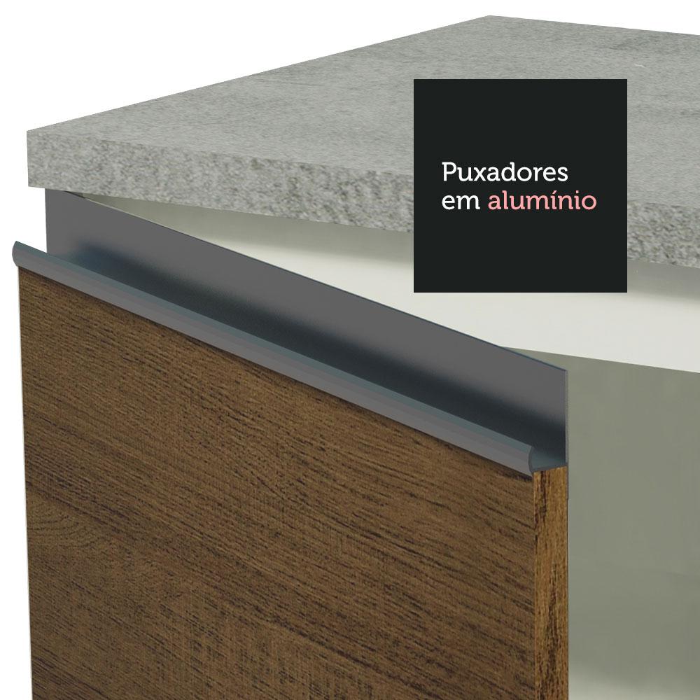 Balcão de Pia Armário de Cozinha 120 cm 1 Porta e 2 Gavetas (Com Tampo) Branco/Rustic Glamy Madesa