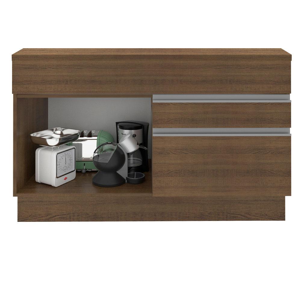 Balcão de Pia Armário de Cozinha 120 cm 1 Porta e 2 Gavetas (Com Tampo) Rustic Glamy Madesa