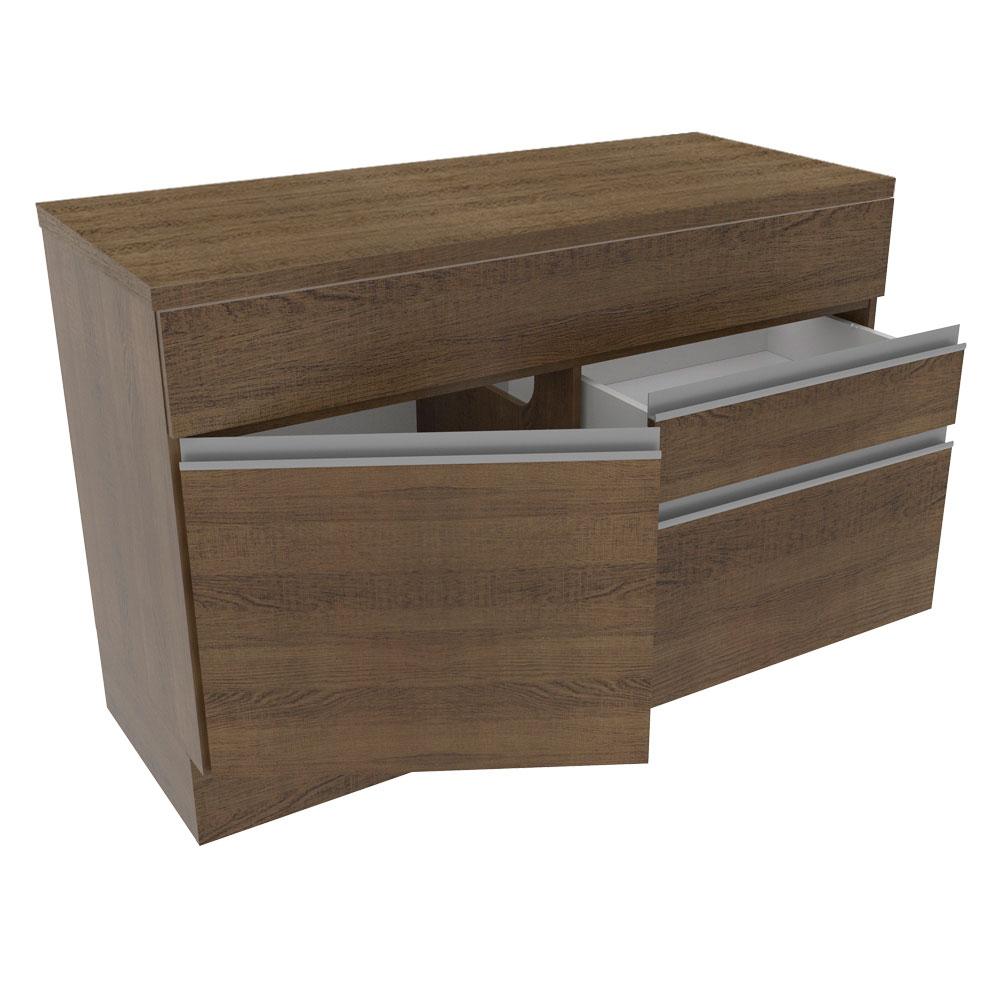 Balcão de Pia Armário de Cozinha 120 cm 1 Porta e 2 Gavetas (Com Tampo) Rustic Glamy Madesa